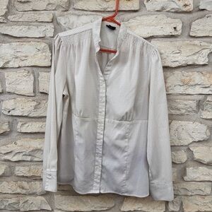 East 5th White Blouse Polka Dots Long Sleeve Button Down y2k